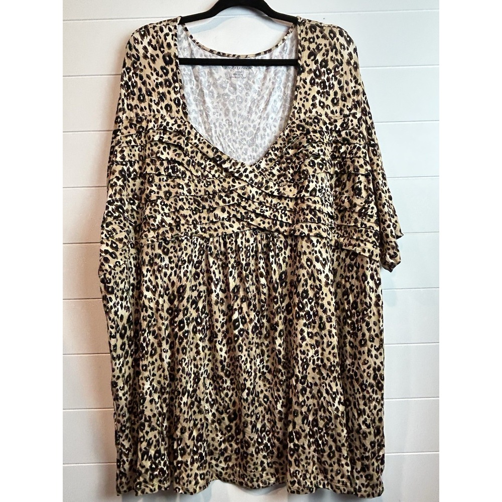 Women's Jessica London Cheetah Print‎ 3/4 Sleeve Top Sz 34/36